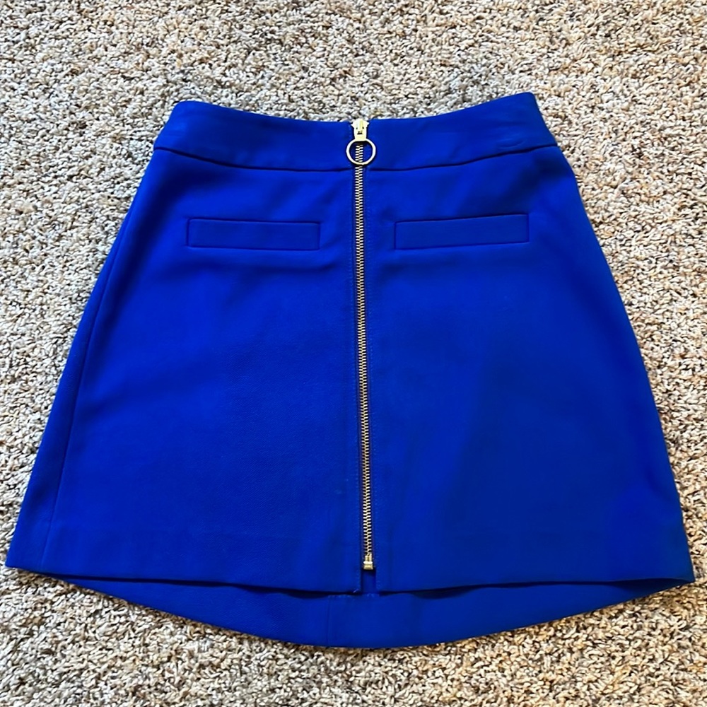 Express Mini skirt zip front royal blue